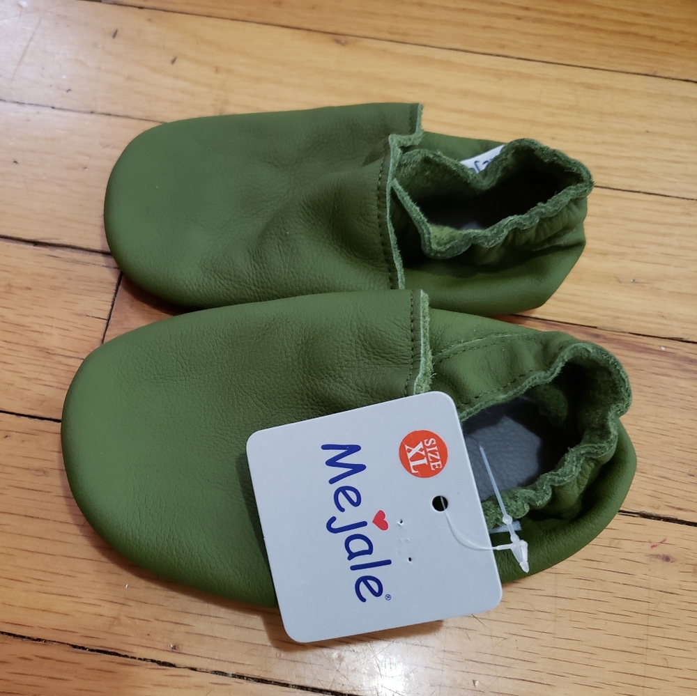 Mejale green leather moccasins
